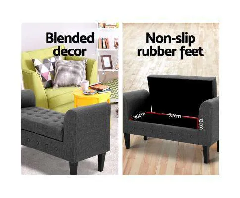 Fabric Storage Ottoman - Grey