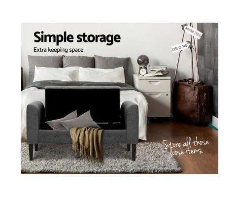 Fabric Storage Ottoman - Grey