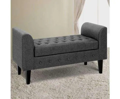 Fabric Storage Ottoman - Grey