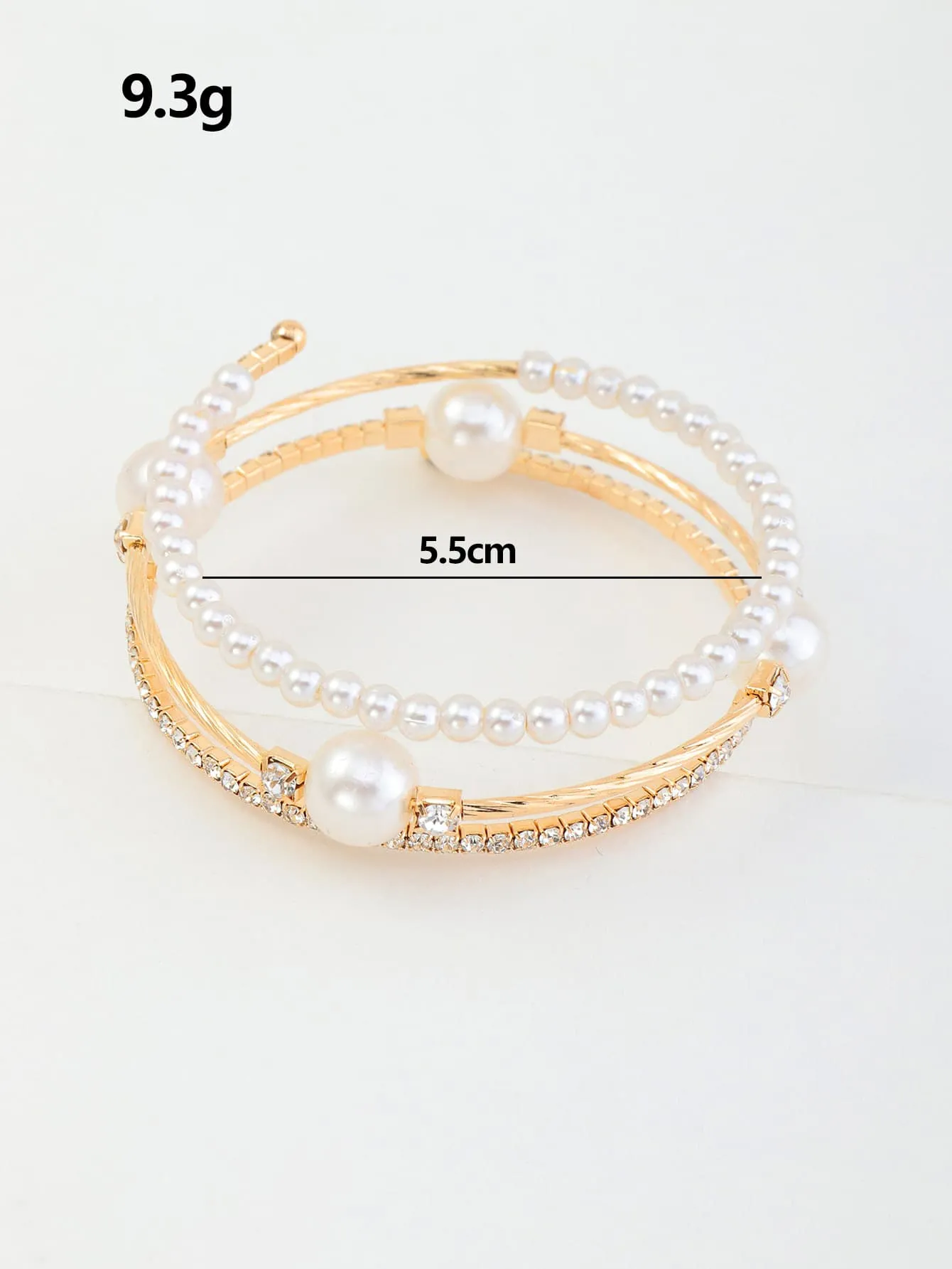Faux Pearl Decor Bangle - Gold