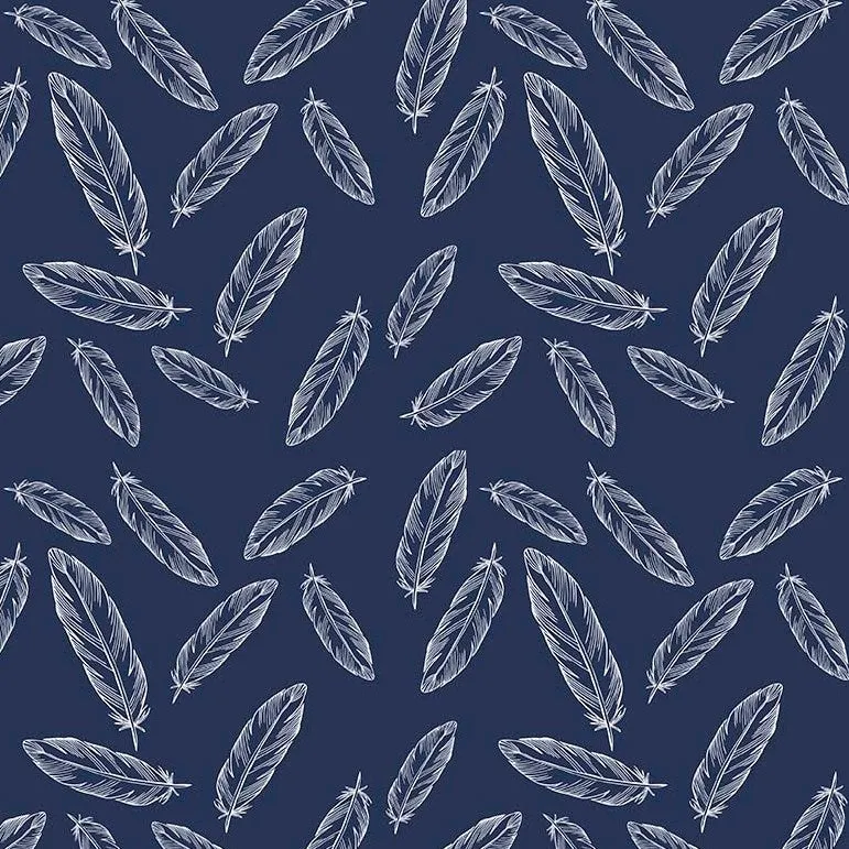 Feathers on Navy by Simple Simon & Company for Riley Blake Designs