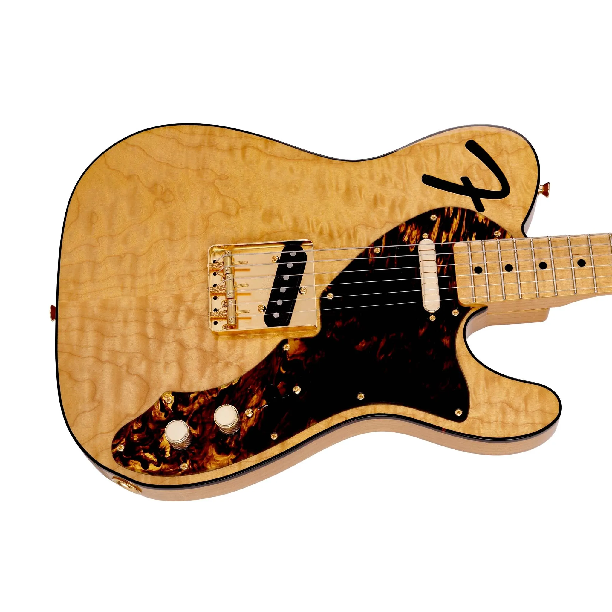 Fender 2021 MIJ Ltd Collection F Hole Telecaster Thinline Guitar w/Case, Vintage Natural