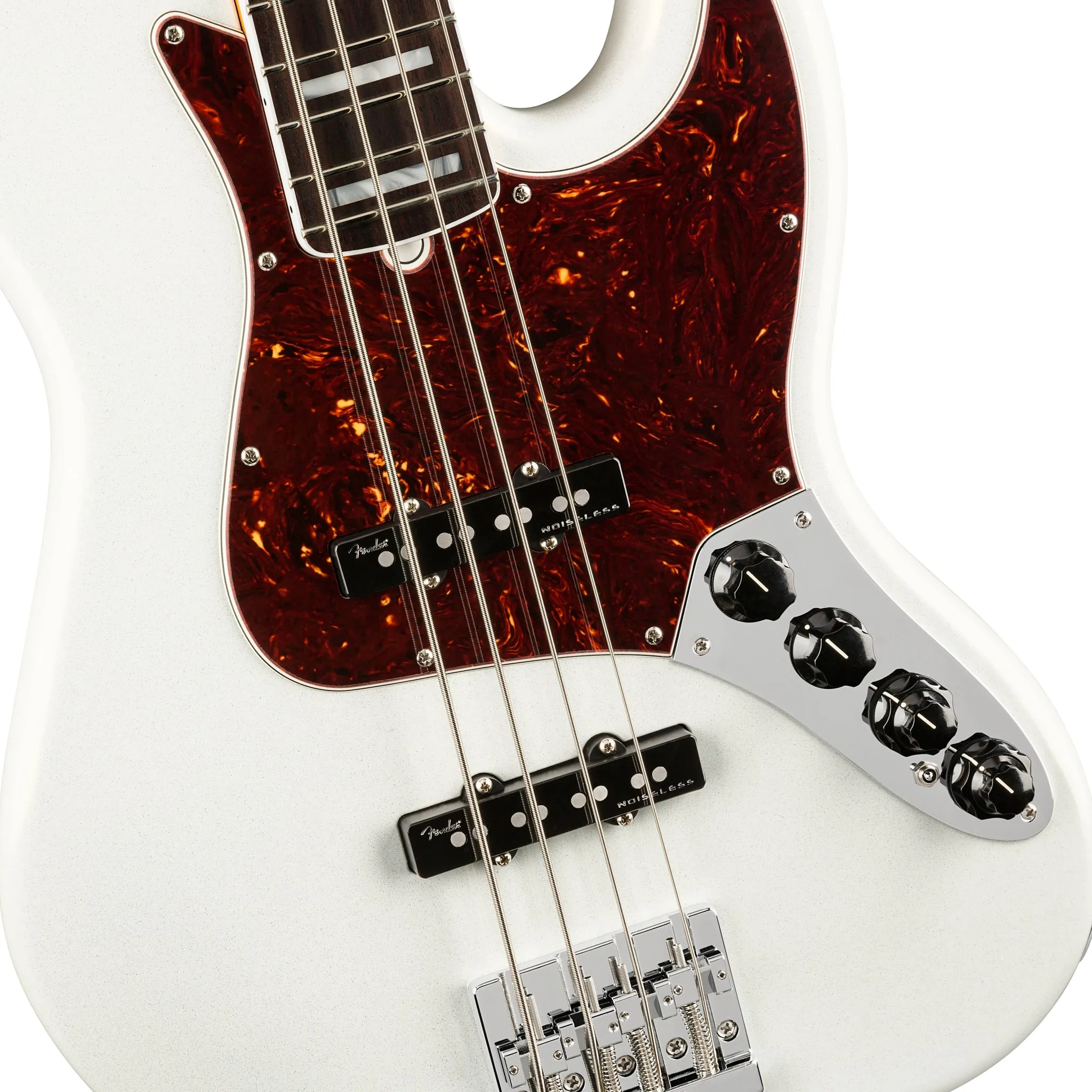 Fender American Ultra Jazz Bass Guitar, RW FB, Arctic Pearl