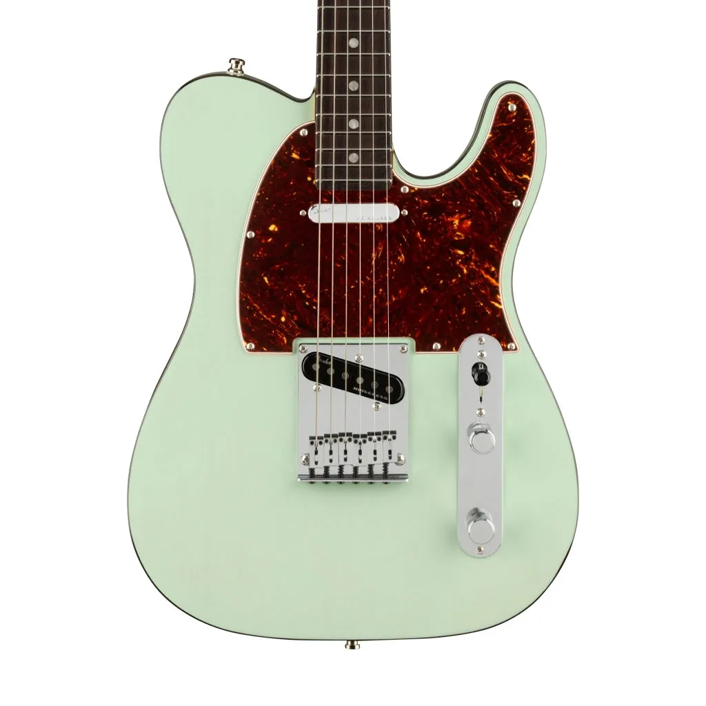 Fender American Ultra Luxe Telecaster Electric Guitar, RW FB, Transparent Surf Green