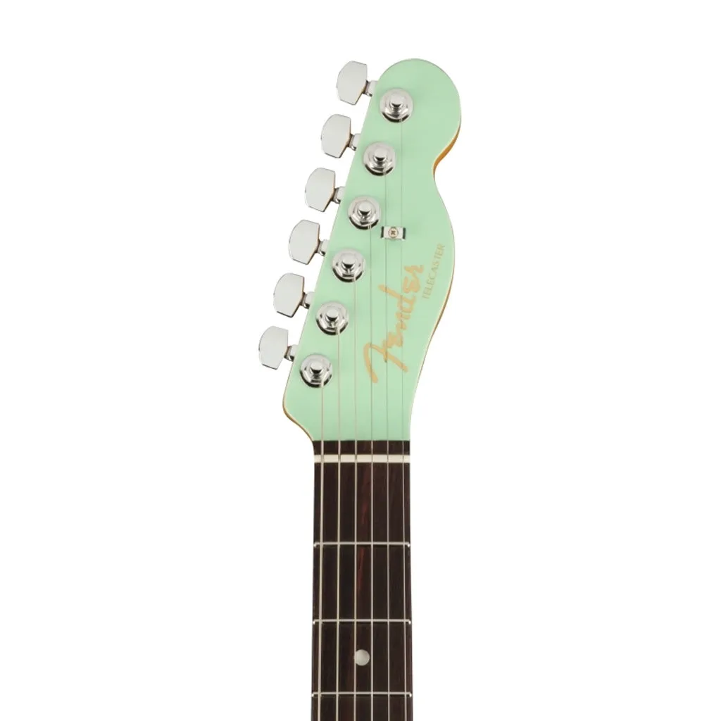 Fender American Ultra Luxe Telecaster Electric Guitar, RW FB, Transparent Surf Green