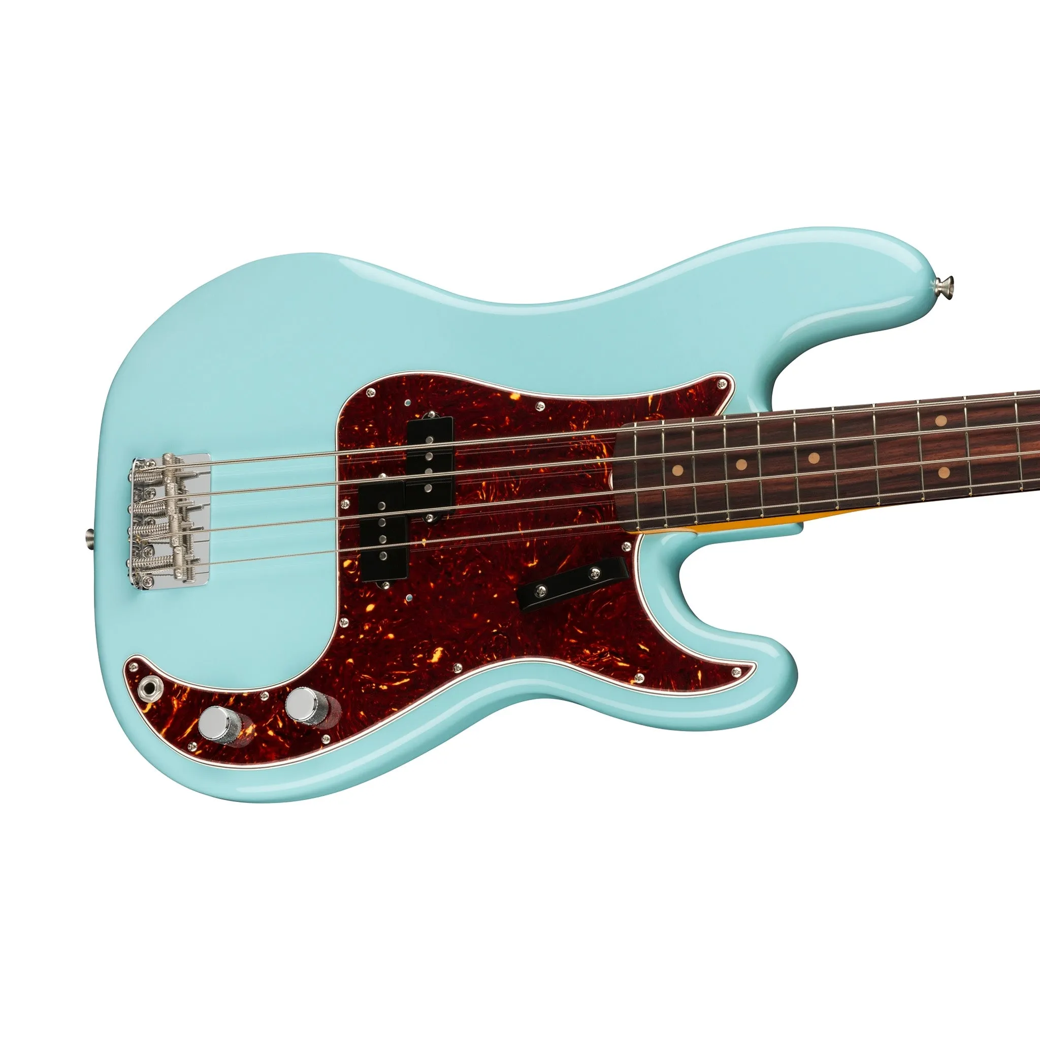 Fender American Vintage II 60 Precision Bass Electric Guitar, RW FB, Daphne Blue