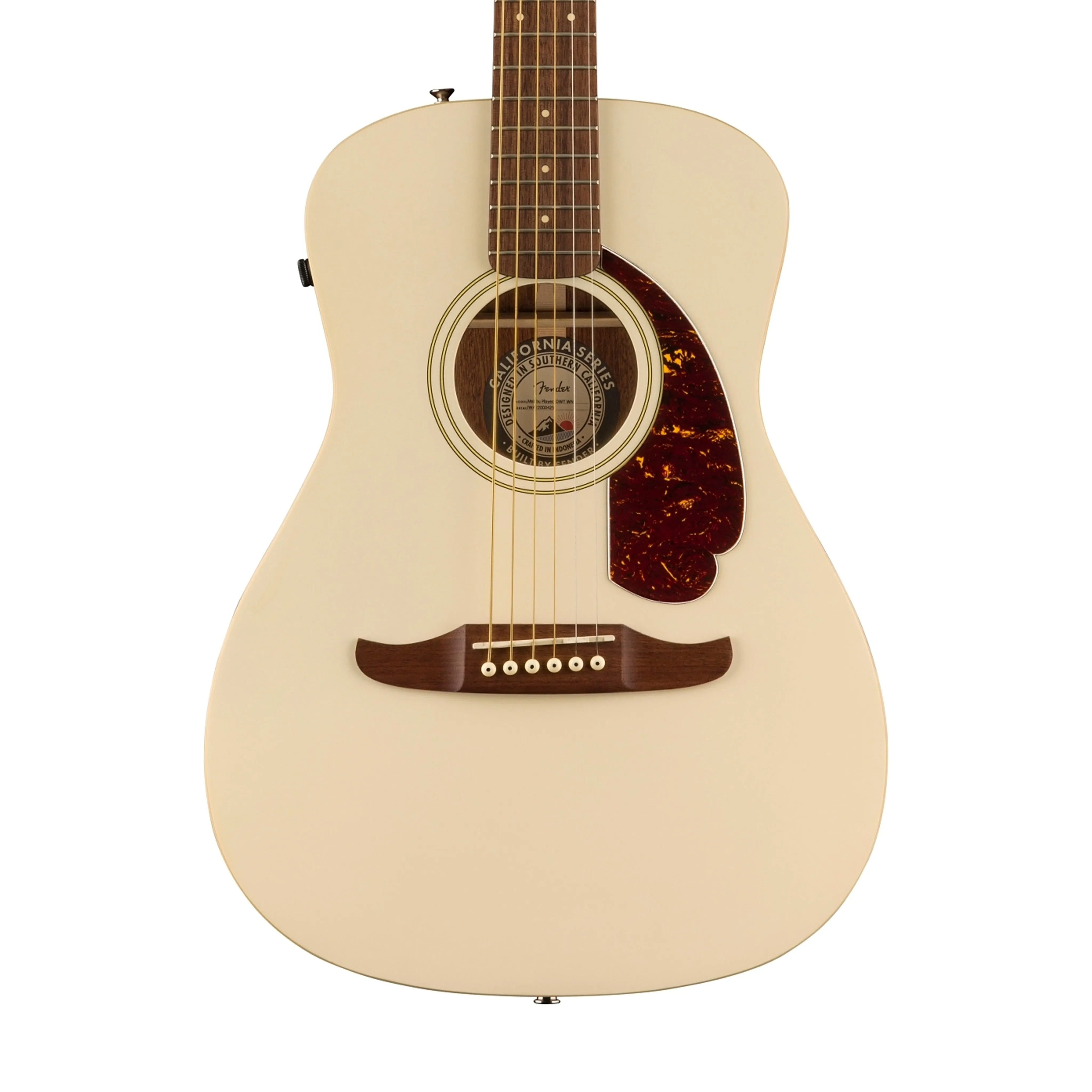 Fender California Malibu Player Small-Bodied Acoustic Guitar, Walnut FB, Olympic White