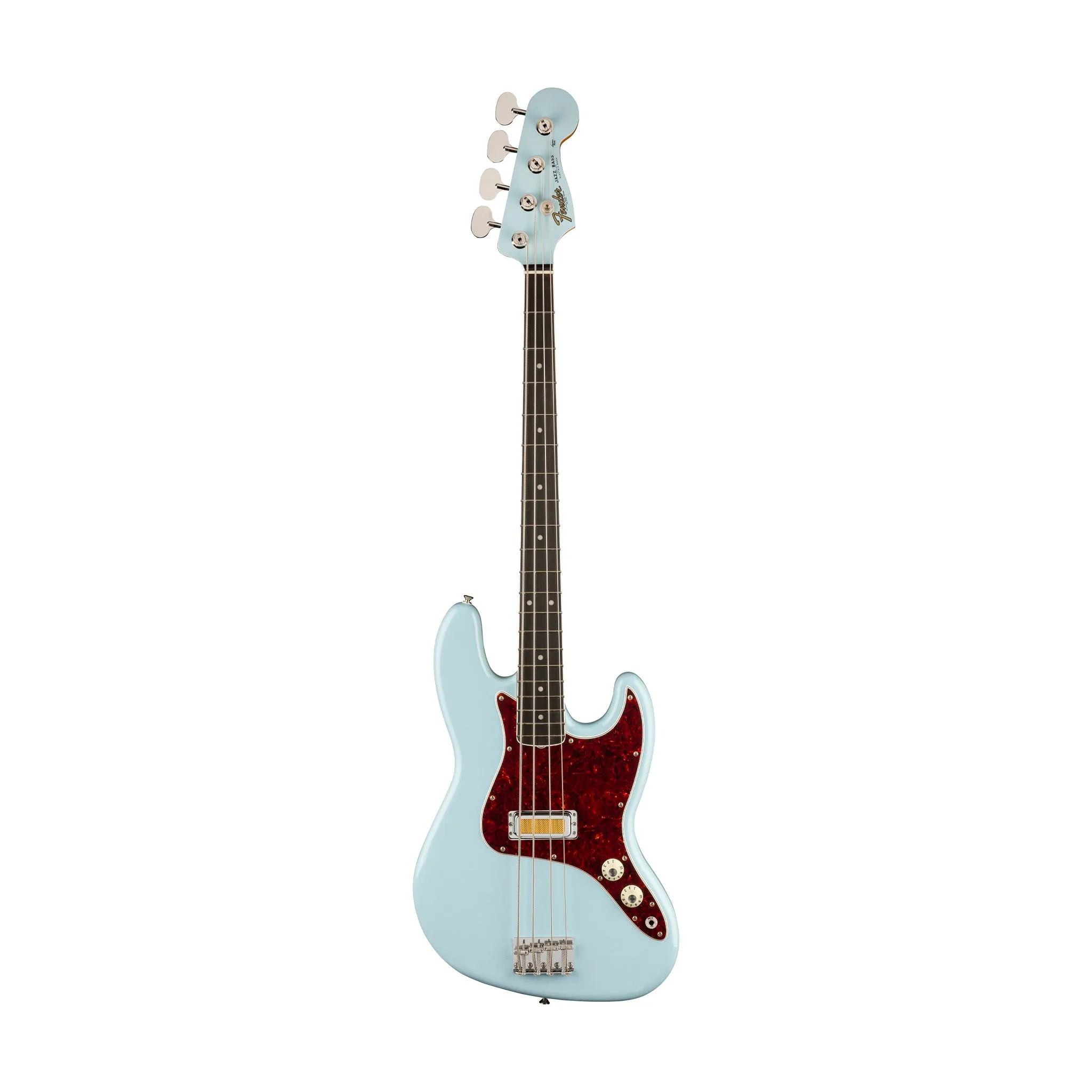 Fender Gold Foil Jazz Bass 4-String Bass Guitar, Ebony FB, Sonic Blue