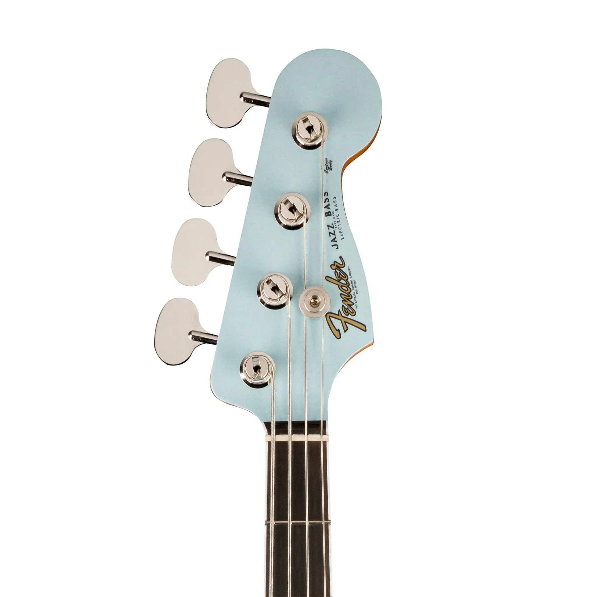 Fender Gold Foil Jazz Bass 4-String Bass Guitar, Ebony FB, Sonic Blue