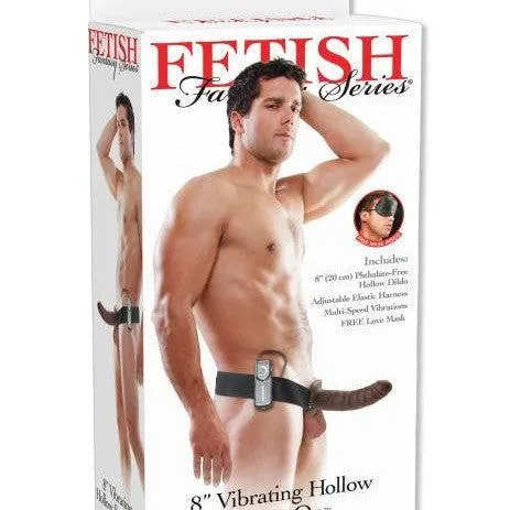 Fetish Fantasy Vibrating Hollow 8 Inch Dildo & Strap-on Harness - Chocolate
