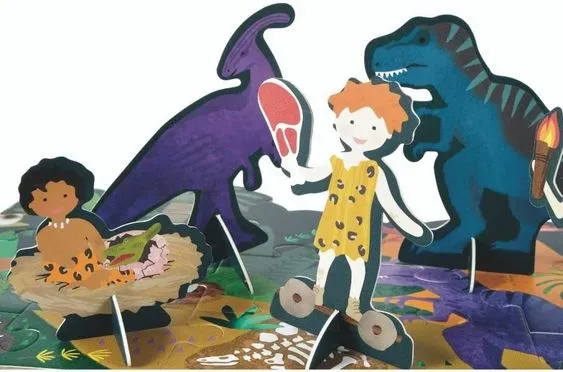 FLOSS & ROCK- DINOSAUR JIGSAW PUZZLE WITH FIGURES