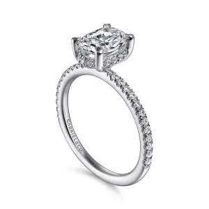 Gabriel & Co. "Hart" Hidden Halo Oval Engagement Ring Semi-Mounting in 14K White Gold