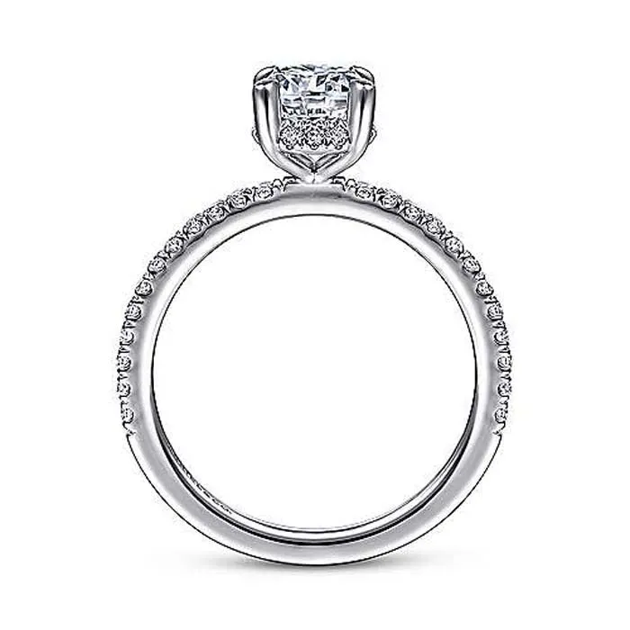 Gabriel & Co. "Hart" Hidden Halo Oval Engagement Ring Semi-Mounting in 14K White Gold