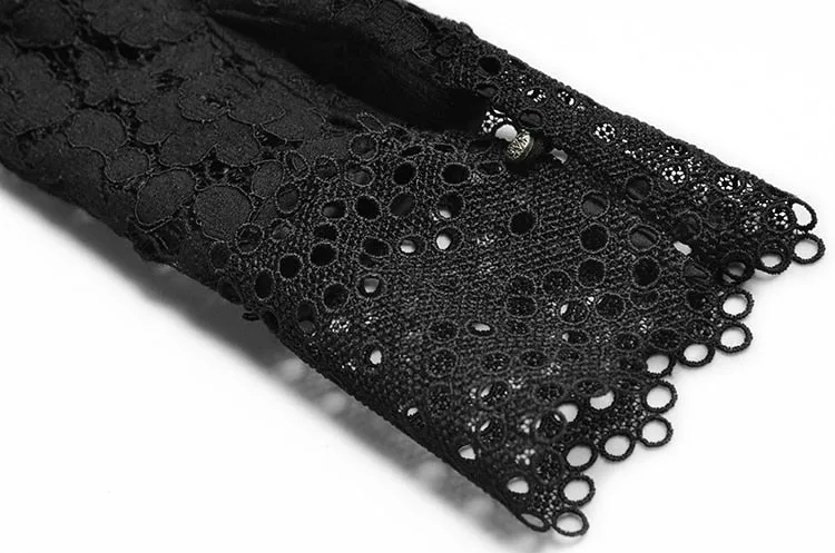Geneve Embroidered Hollow Out Lace Elegant Blacki Party Mini Dress