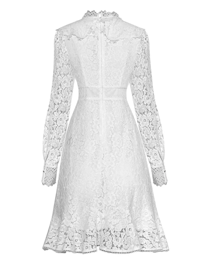 Geneve Embroidered Hollow Out Lace Elegant Blacki Party Mini Dress