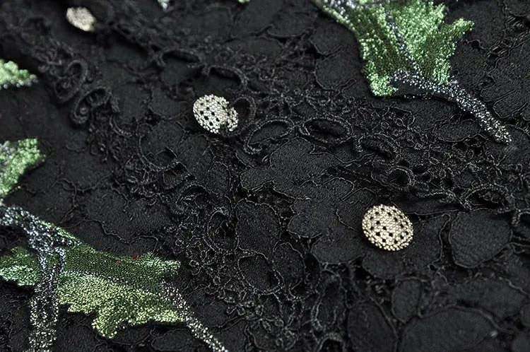 Geneve Embroidered Hollow Out Lace Elegant Blacki Party Mini Dress