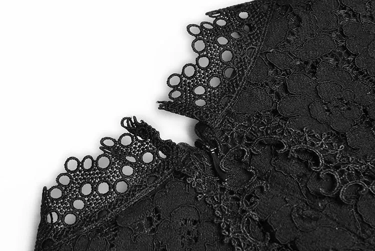 Geneve Embroidered Hollow Out Lace Elegant Blacki Party Mini Dress