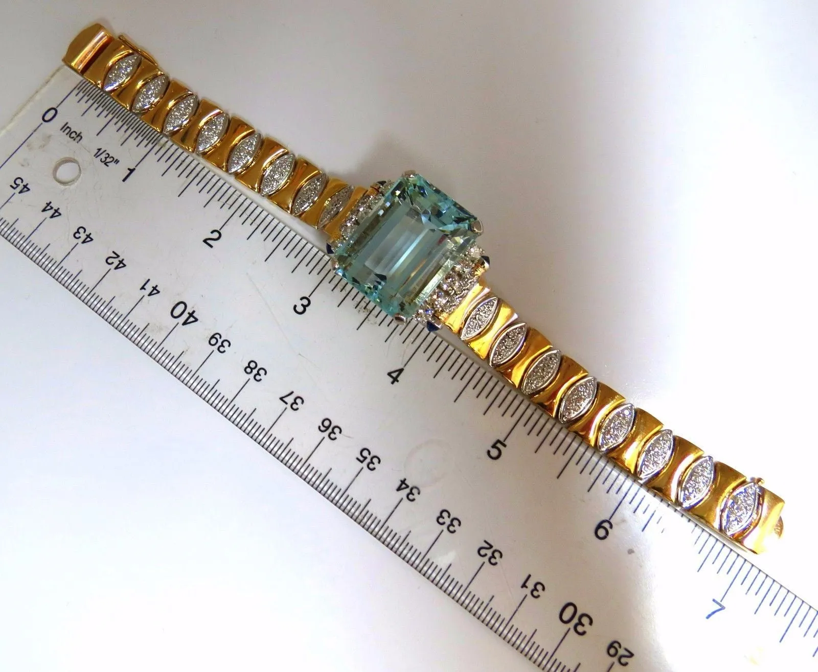 GIA Certified 56.05ct natural aquamarine diamonds bracelet Bohemian Deco