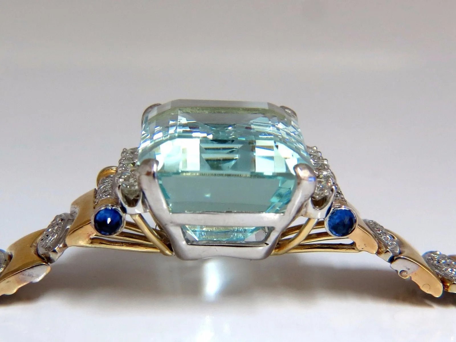 GIA Certified 56.05ct natural aquamarine diamonds bracelet Bohemian Deco
