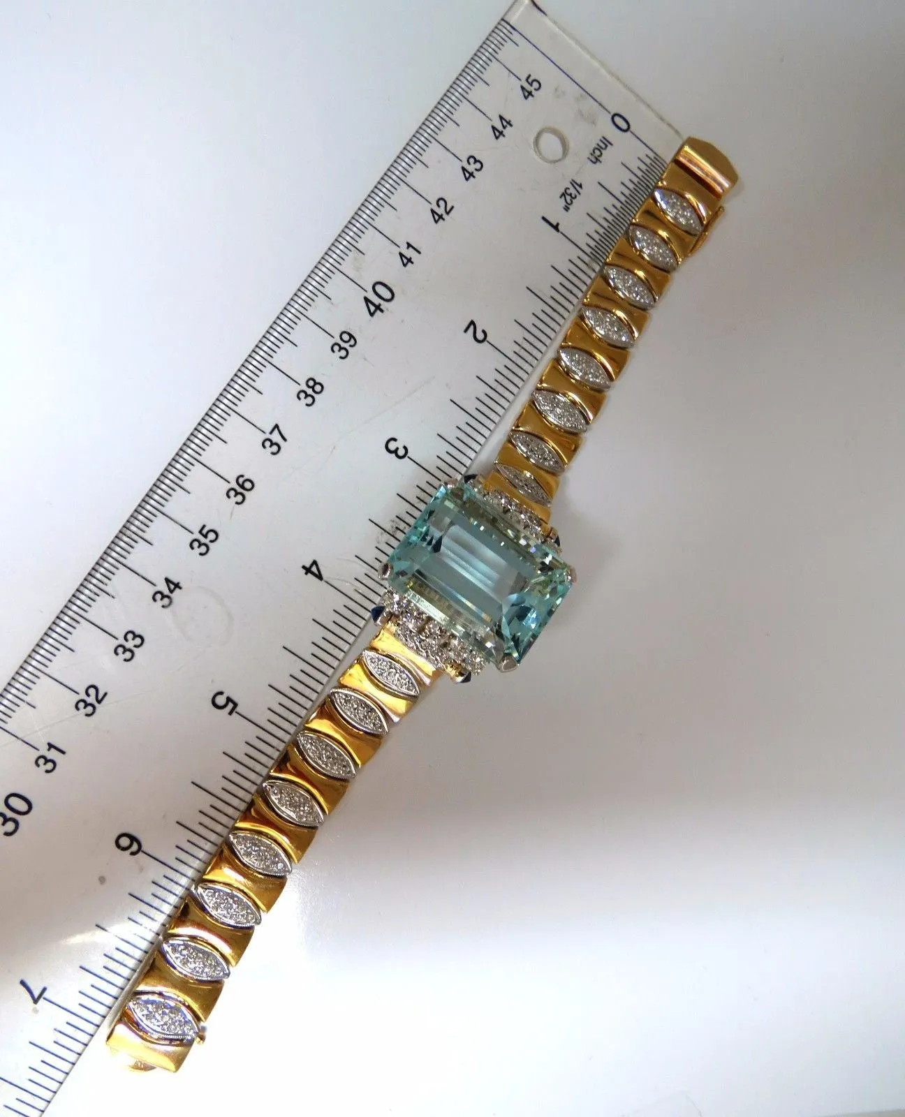 GIA Certified 56.05ct natural aquamarine diamonds bracelet Bohemian Deco