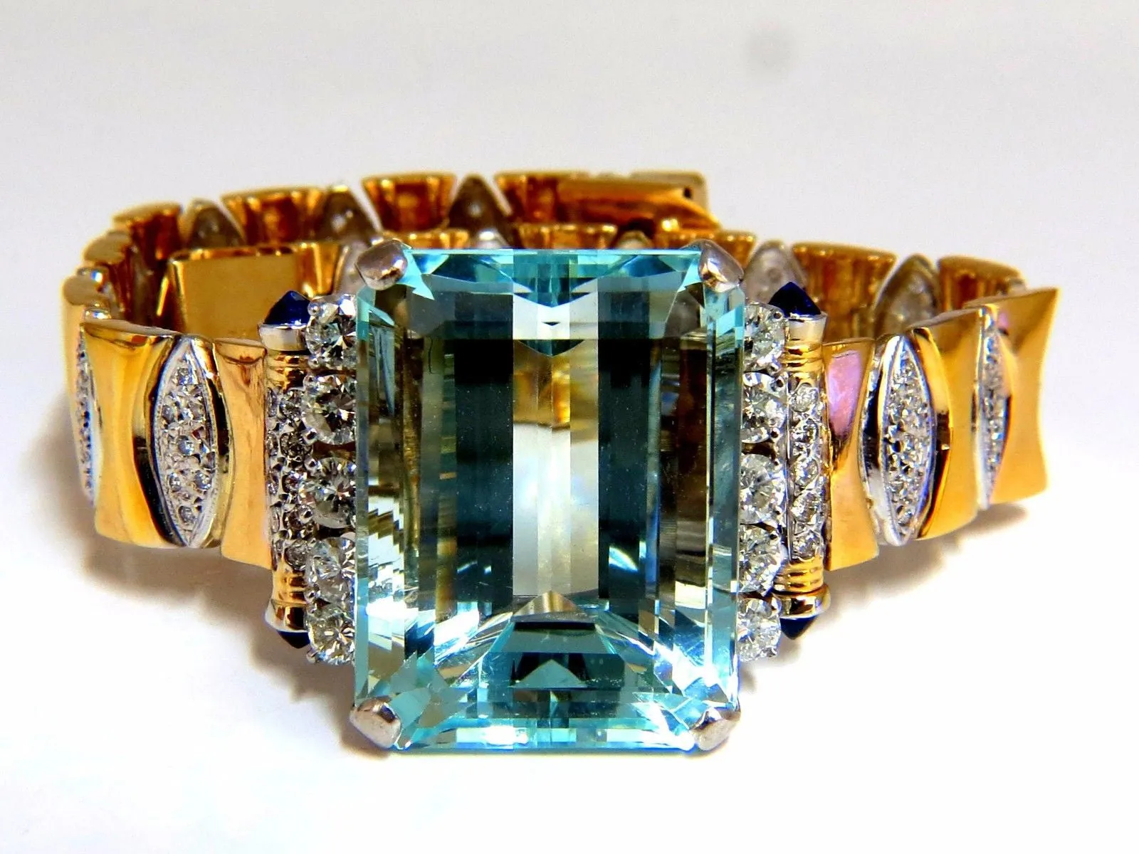 GIA Certified 56.05ct natural aquamarine diamonds bracelet Bohemian Deco