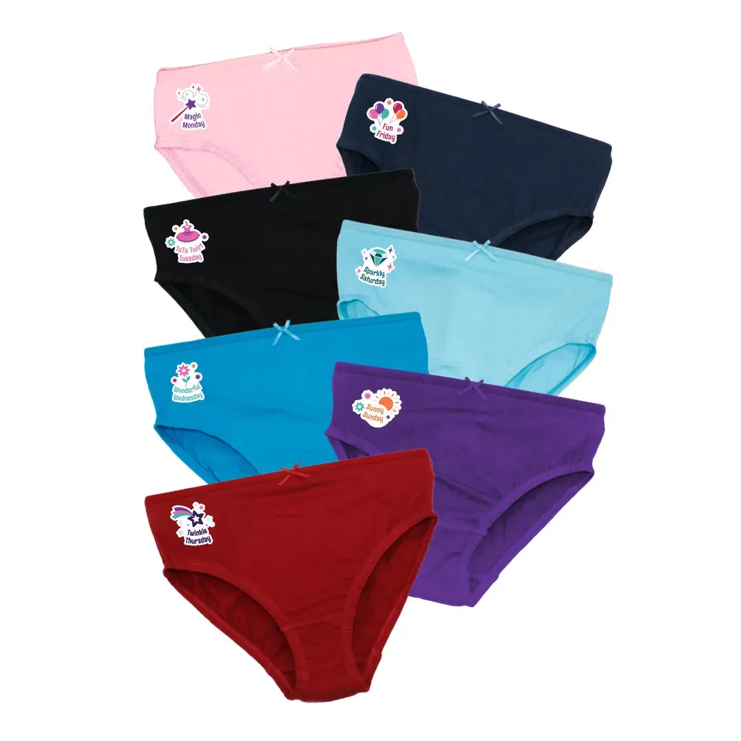 Girl's Knickers | Soft Elastic At Waist | Full Hip Coverage | 7 Pack