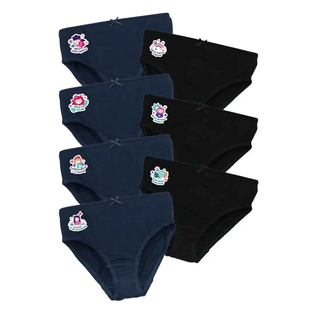 Girl's Knickers | Soft Elastic At Waist | Full Hip Coverage | 7 Pack
