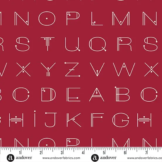 Giucy Giuce Fabric | Scrawl | Deco Letters | Crimson