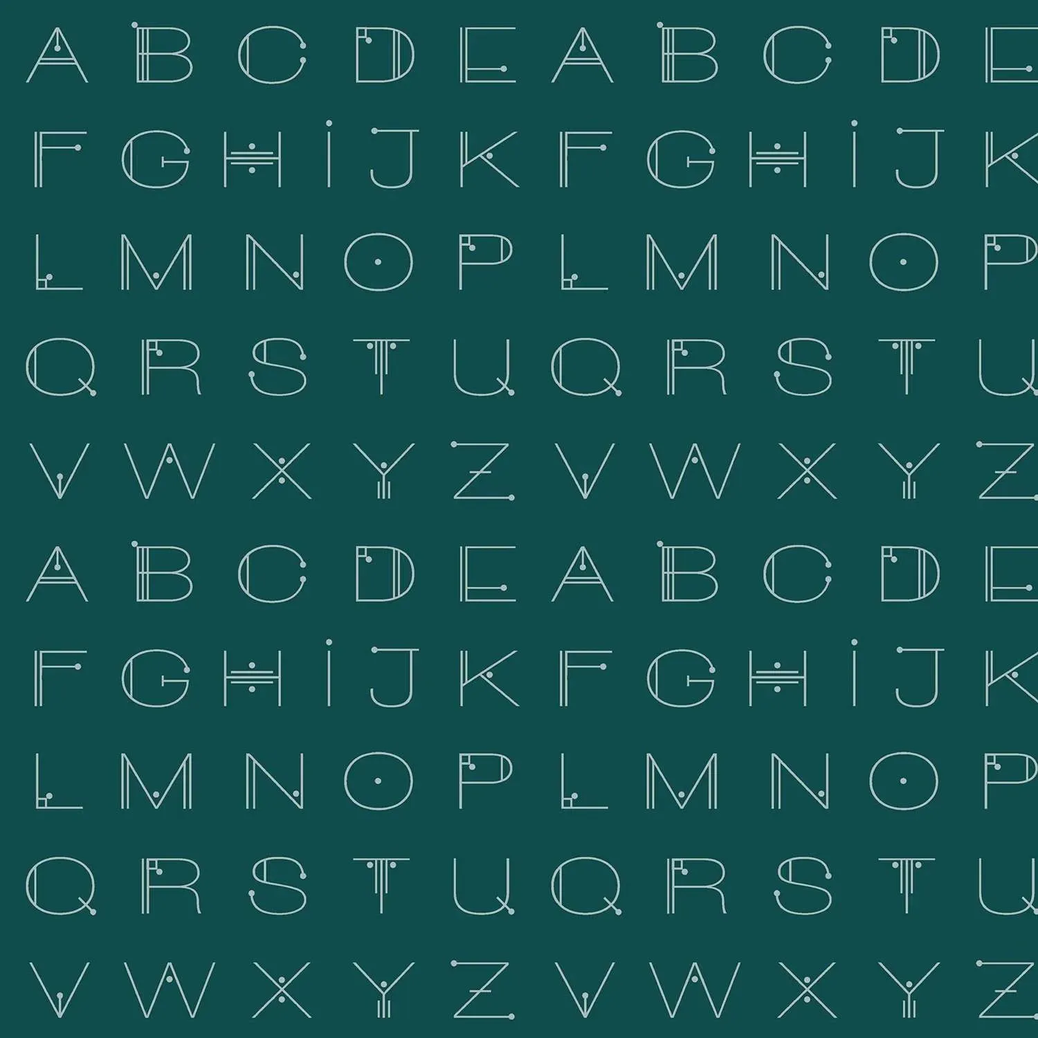 Giucy Giuce Fabric | Scrawl | Deco Letters | Deep Teal