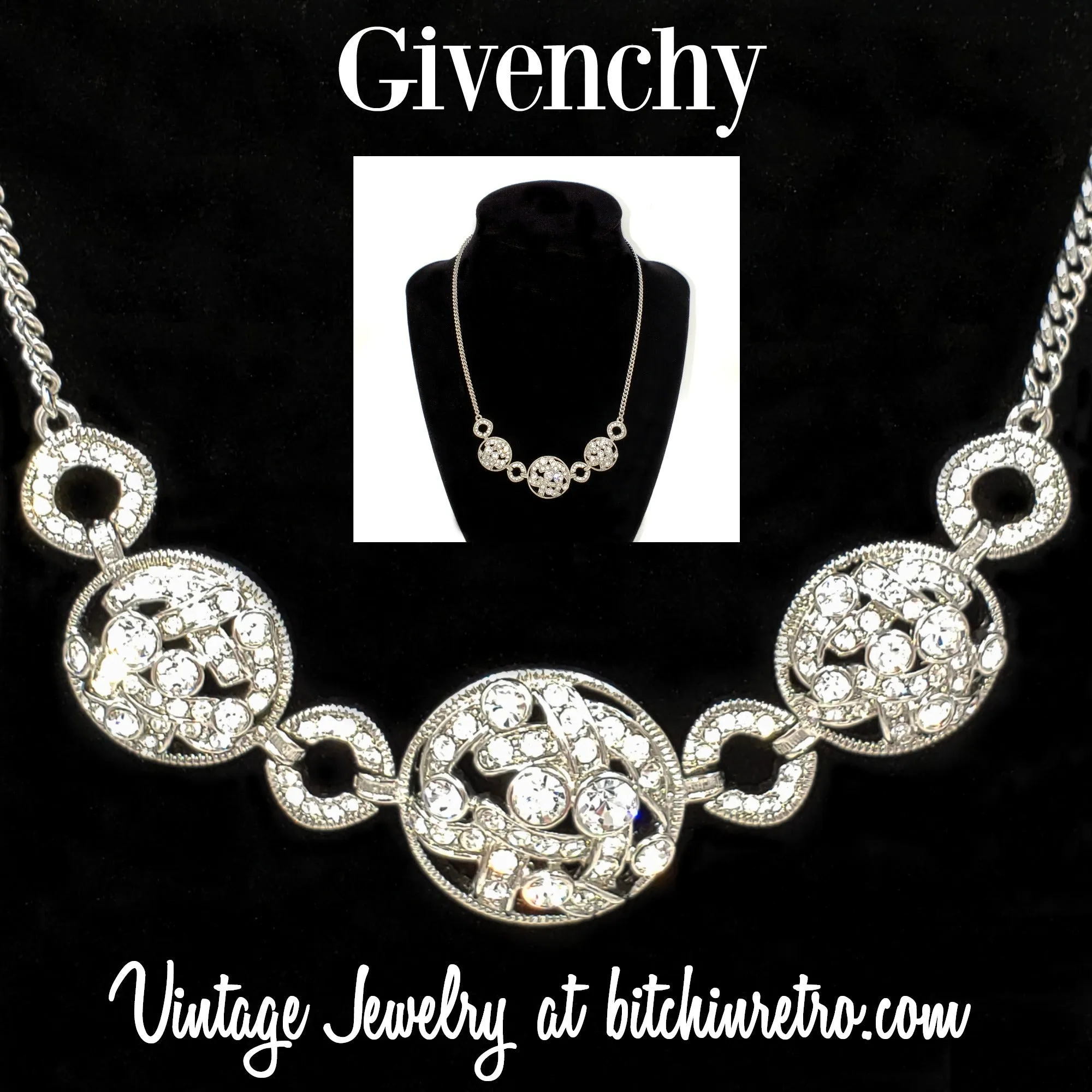 Givenchy Vintage Rhinestone Necklace With Art Deco Style