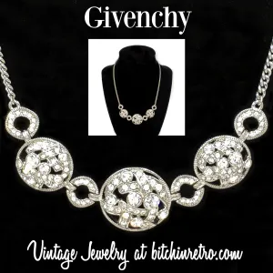 Givenchy Vintage Rhinestone Necklace With Art Deco Style