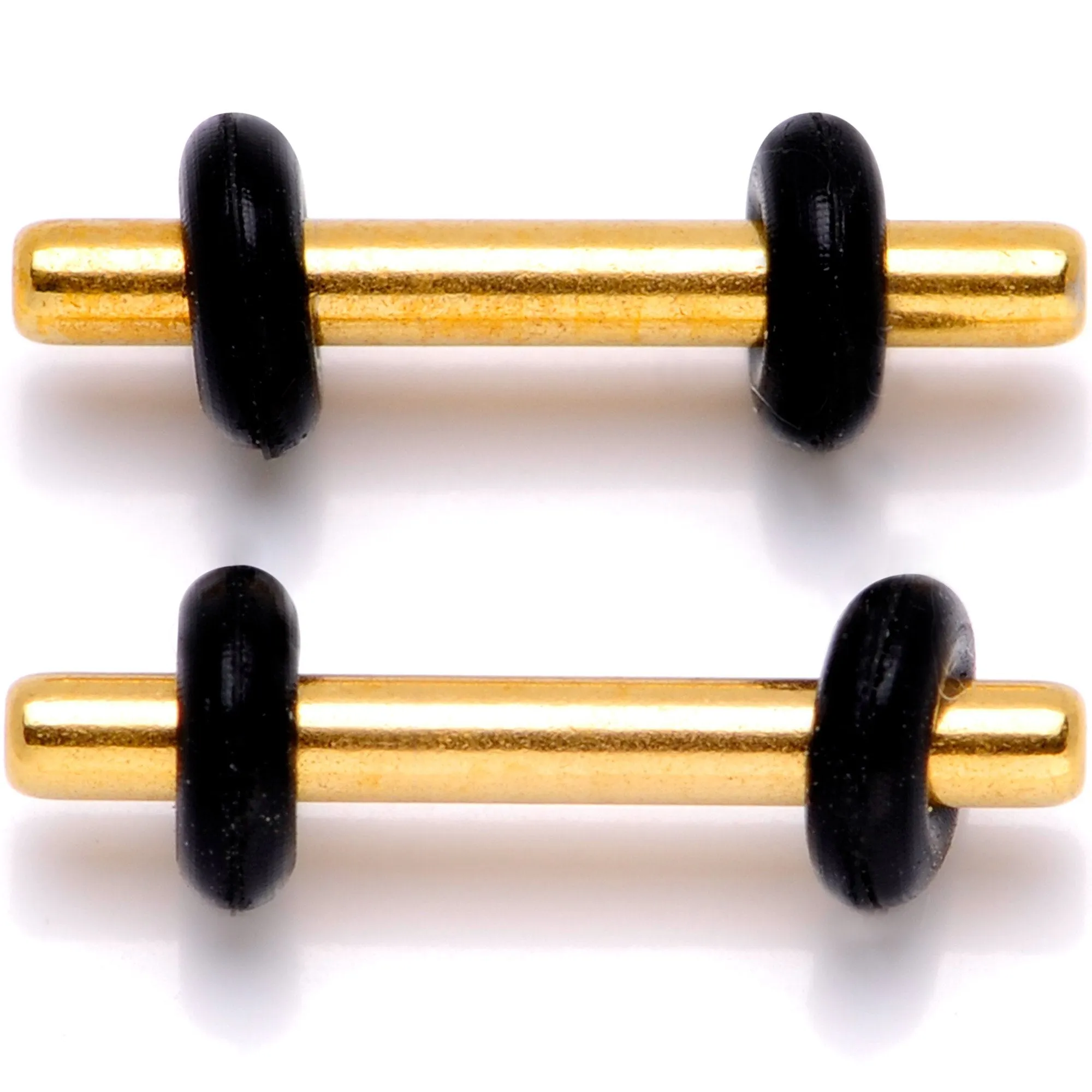 Gold Tone Anodized Titanium Micro Straight Plug Set 14 Gauge to 8 Gauge