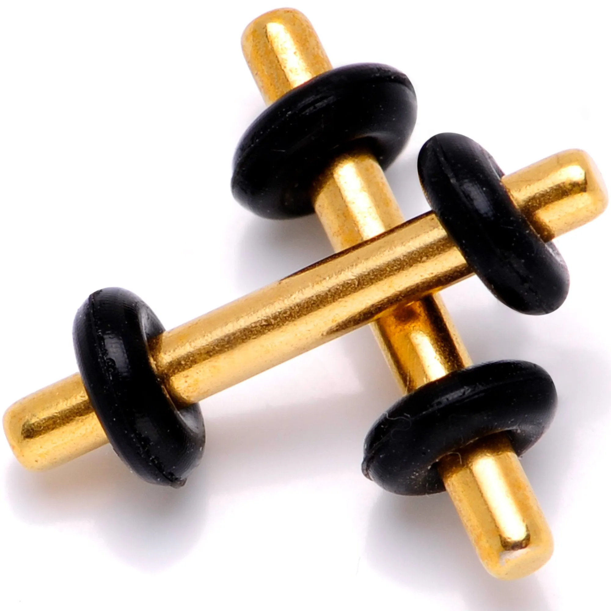 Gold Tone Anodized Titanium Micro Straight Plug Set 14 Gauge to 8 Gauge