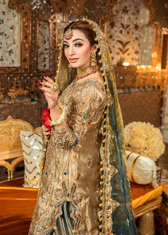 Green Raw Silk Gharara Kameez Pakistani Wedding Dresses