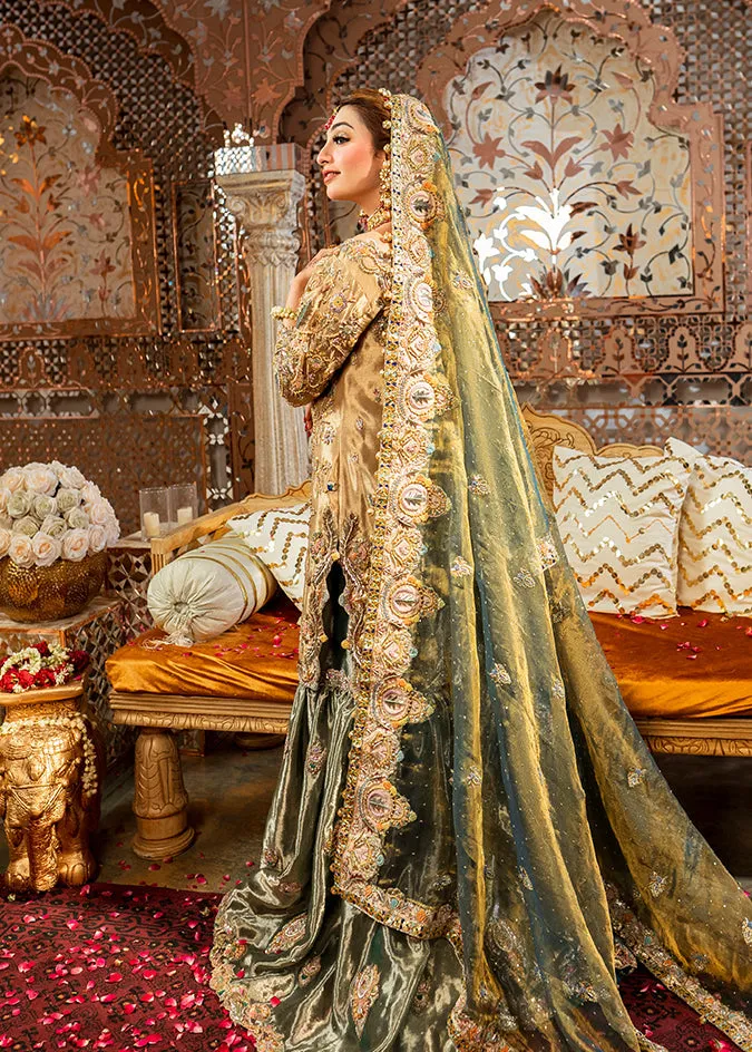 Green Raw Silk Gharara Kameez Pakistani Wedding Dresses