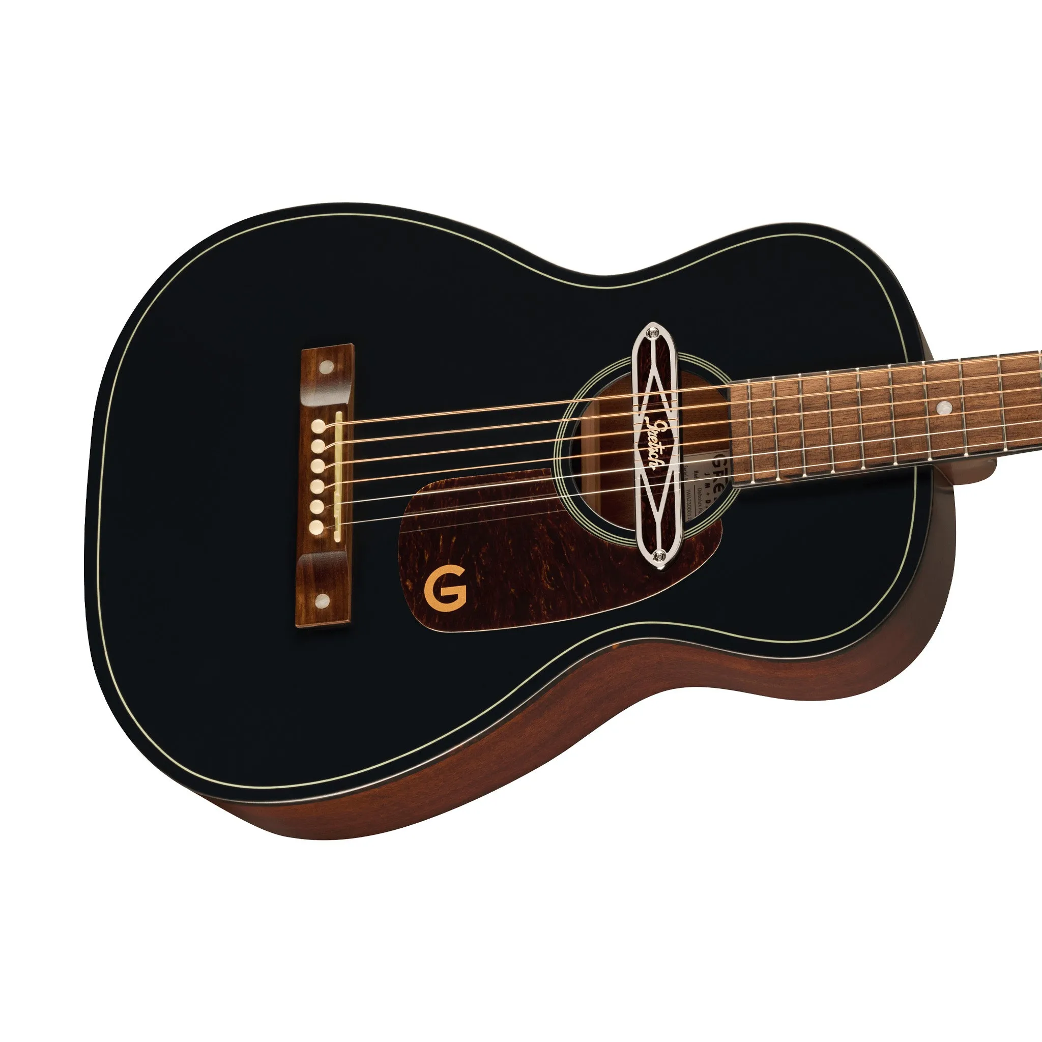 Gretsch Jim Dandy Deltoluxe Parlor Acoustic-Electric Guitar, Black