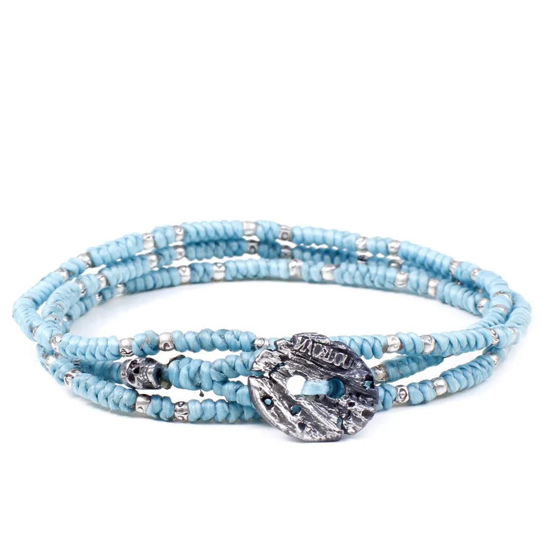 Hand-knotted 3-Layer Bracelet with Sterling Silver Beads