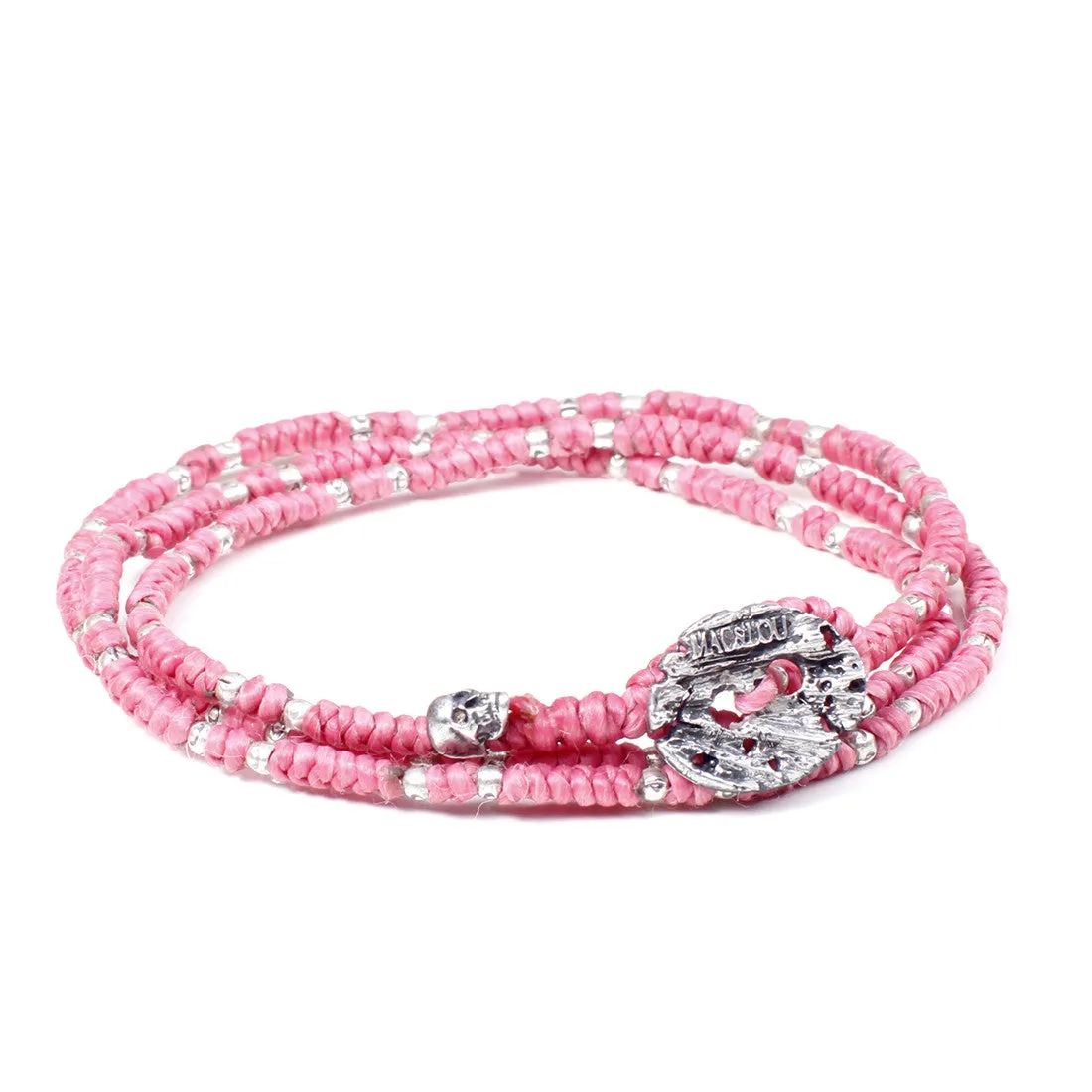 Hand-knotted 3-Layer Bracelet with Sterling Silver Beads