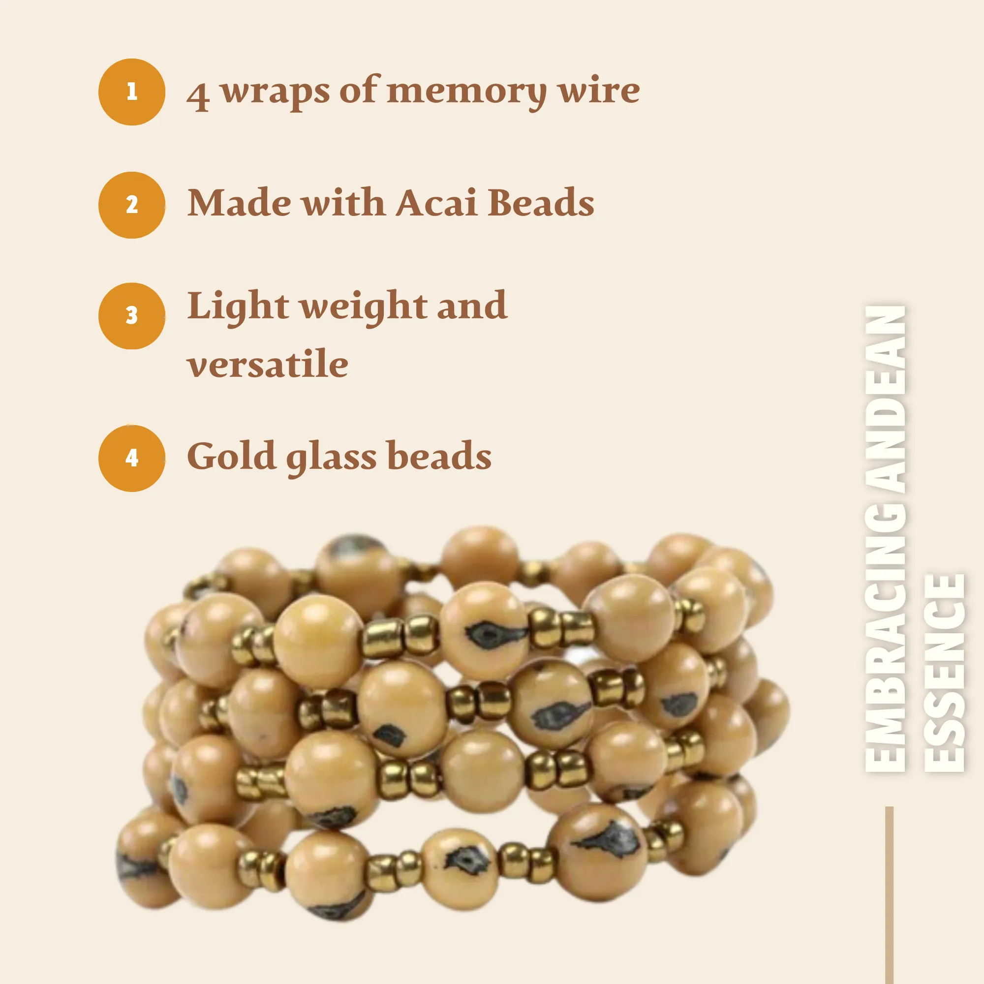 Handcrafted Beige Bracelet with Acai Beads