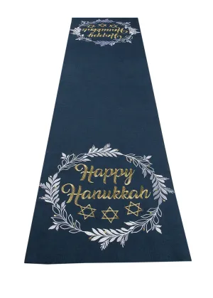 Happy Hanukkah Embroidered Table Runner, 15 by 70-Inch