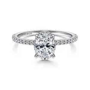 Hart - 14K White Gold Hidden Halo Oval Diamond Engagement Ring