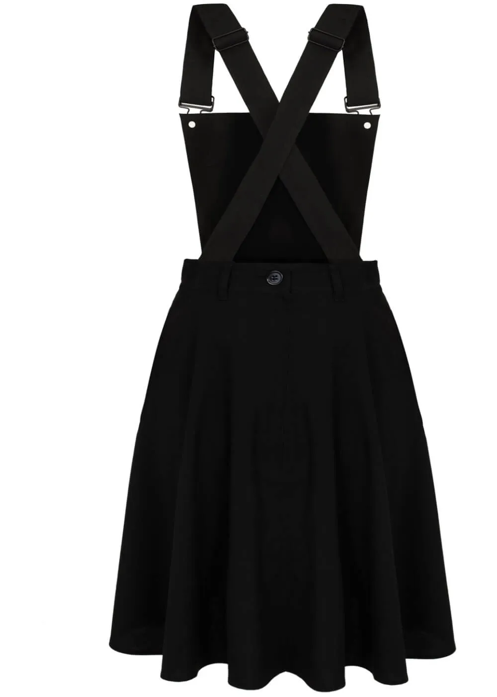 Hell Bunny Basil Fox 40's Pinafore Swing Dress Black
