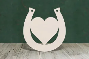 Horseshoe with centre heart wooden craft cut out - plywood