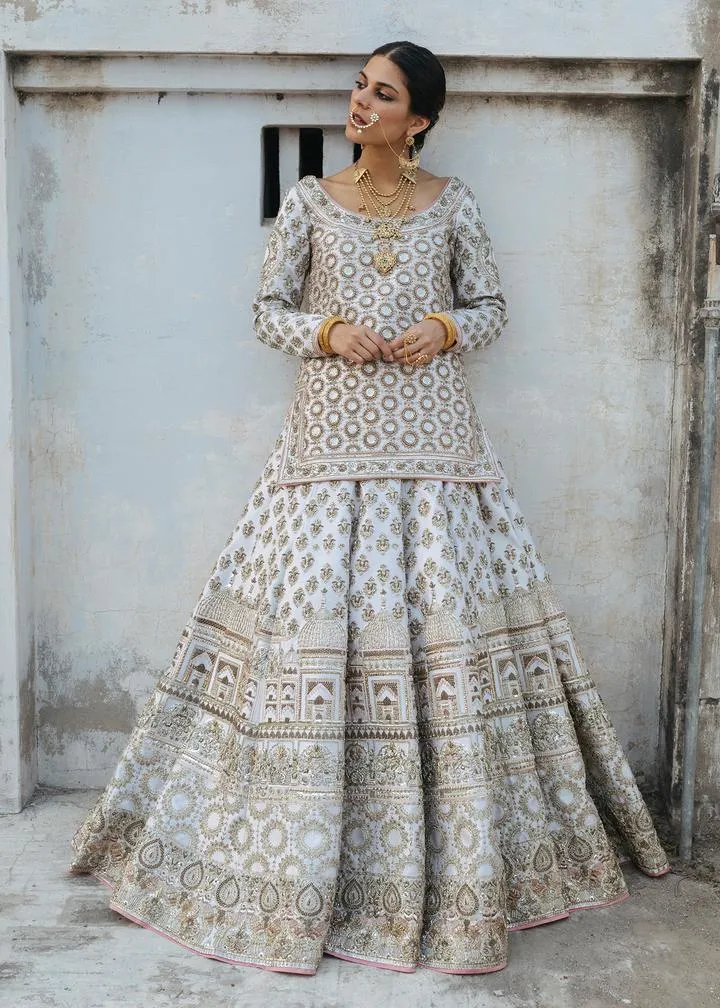 Indian Bridal Lehnga Dress in White Color for Wedding wear #J4300