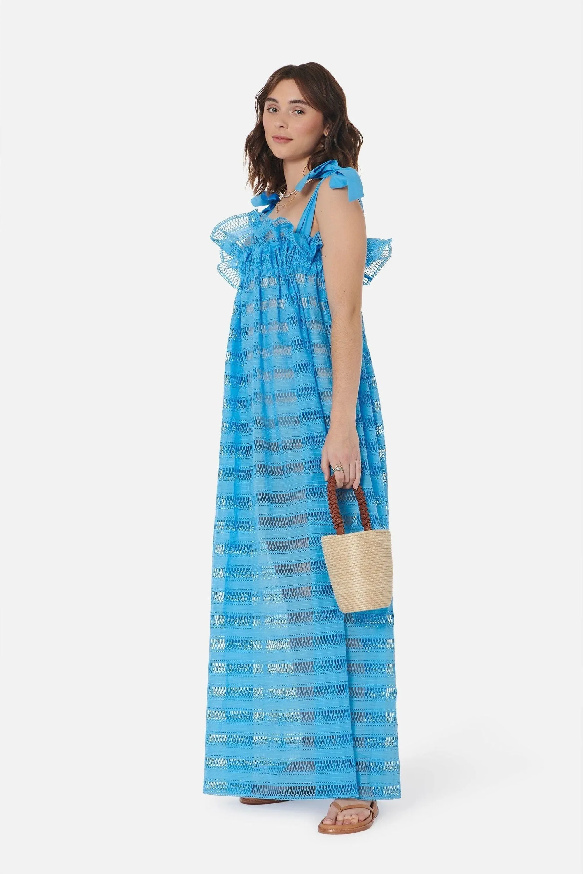 Jaime Blue Lattice Lace Dress