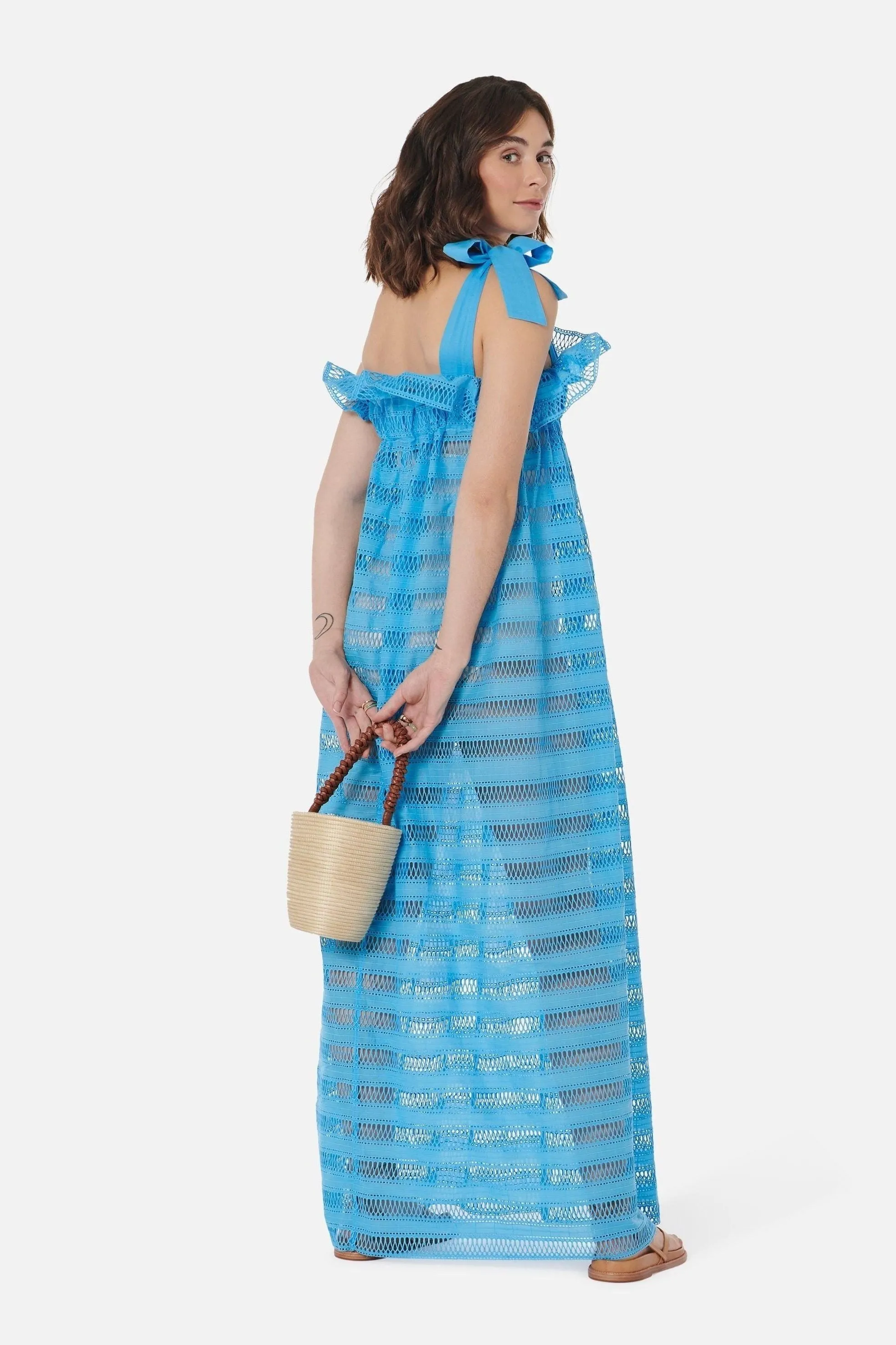 Jaime Blue Lattice Lace Dress