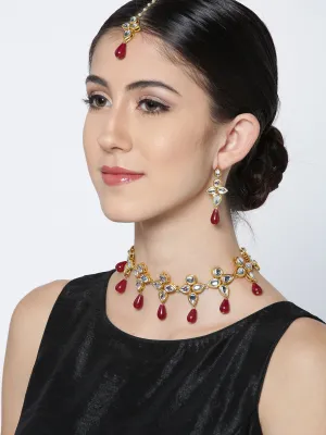 Karatcart Gold-Plated Handcrafted Kundan Necklace Set