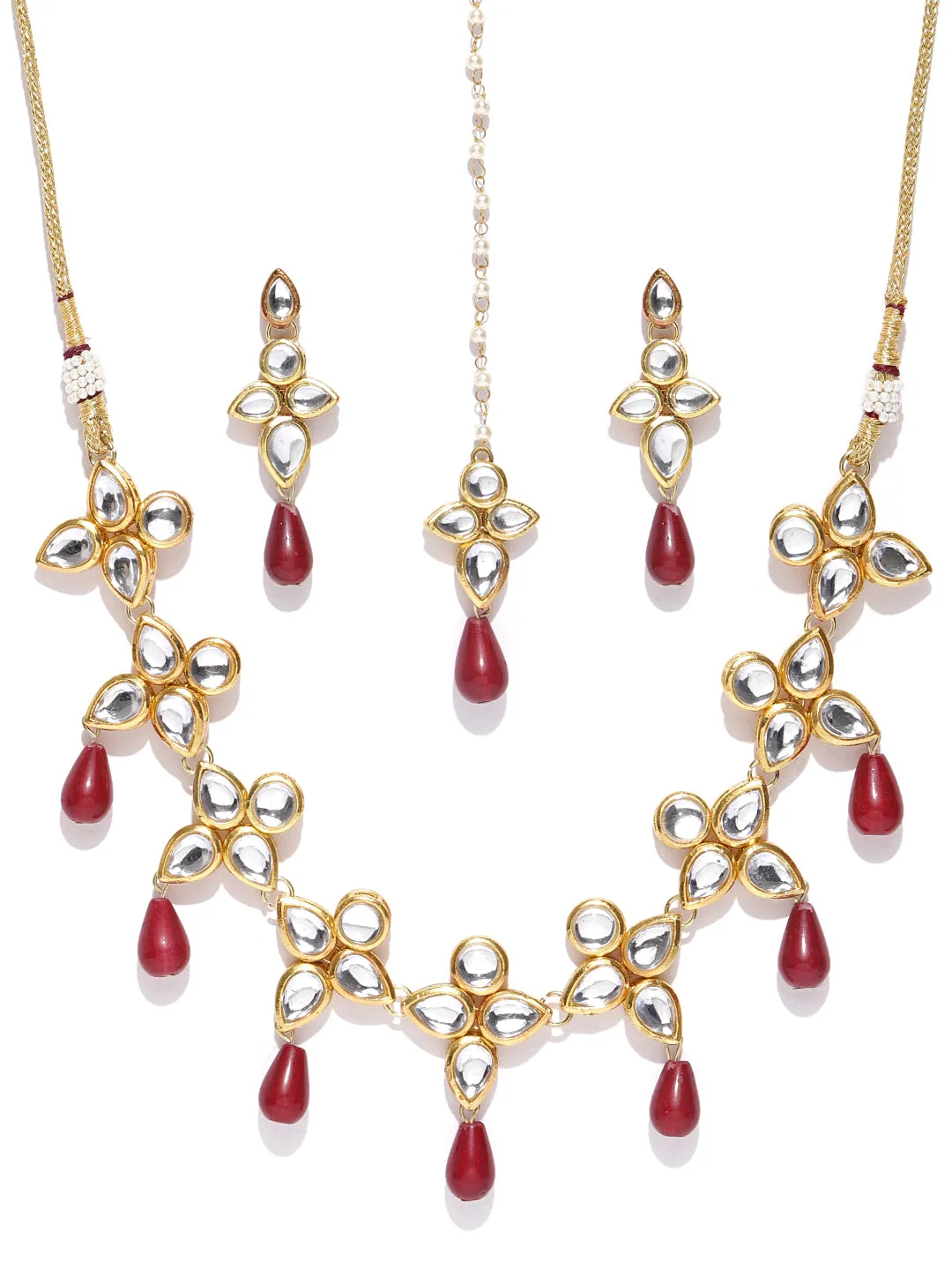 Karatcart Gold-Plated Handcrafted Kundan Necklace Set