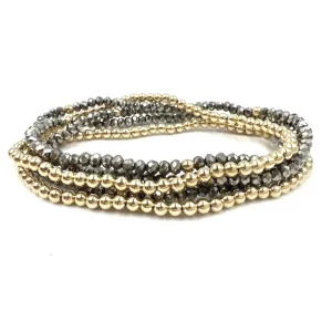 Karma 14K Gold Filled and Gray 5 Stack Bracelet
