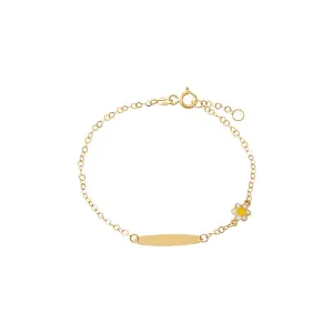 Kids White Enamel Flower X ID Bracelet 14K